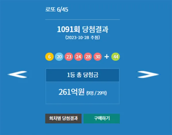 로또1등당첨지역, 로또당첨번호조회 (사진=동행복권)