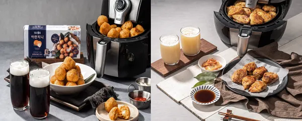 사진: (왼쪽)아란치니, (오른쪽)얇은 피 김치만두