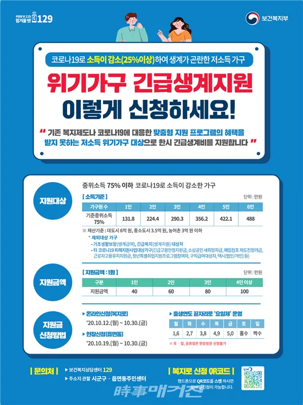 위기가구 긴급생계지원 안내 포스터(이미지_서울시)