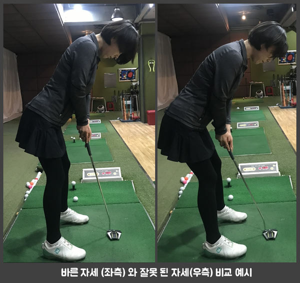 사진_3 바른 자세 (좌측) 와 잘못 된 자세(우측) 비교 예시
