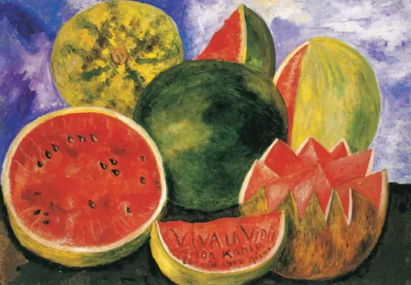 프리다 칼로, 비바 라비다, 1954년, 섬유판에 유채, 59.5×50.8㎝, 멕시코시티, 프리다 칼로 미술관 소장.