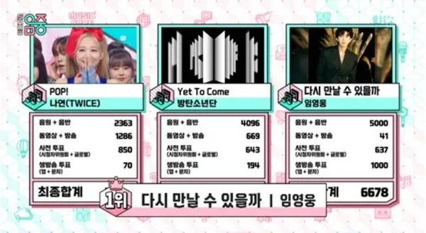 임영웅 1위 / 음악중심 캡쳐