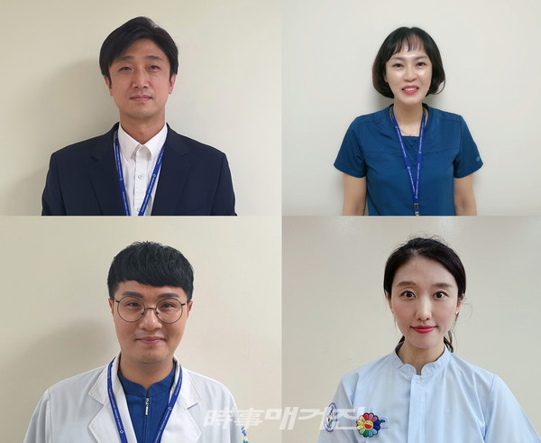 비상안전팀 서현우 씨(위 좌), 51병동 이선미 씨(위 우), 영상의학과 정성표 씨(아래 좌), 작업치료실 황선정 씨(아래 우) (사진-전북대병원)