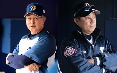 ▲ NC 다이노스 김경문 감독(왼쪽)과 두산 베어스 김태형 감독(오른쪽)