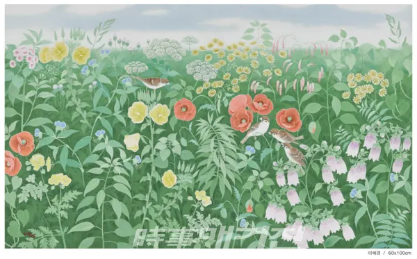 이해경_초록서정_100x60cm_mixed media on Korean paper_2020