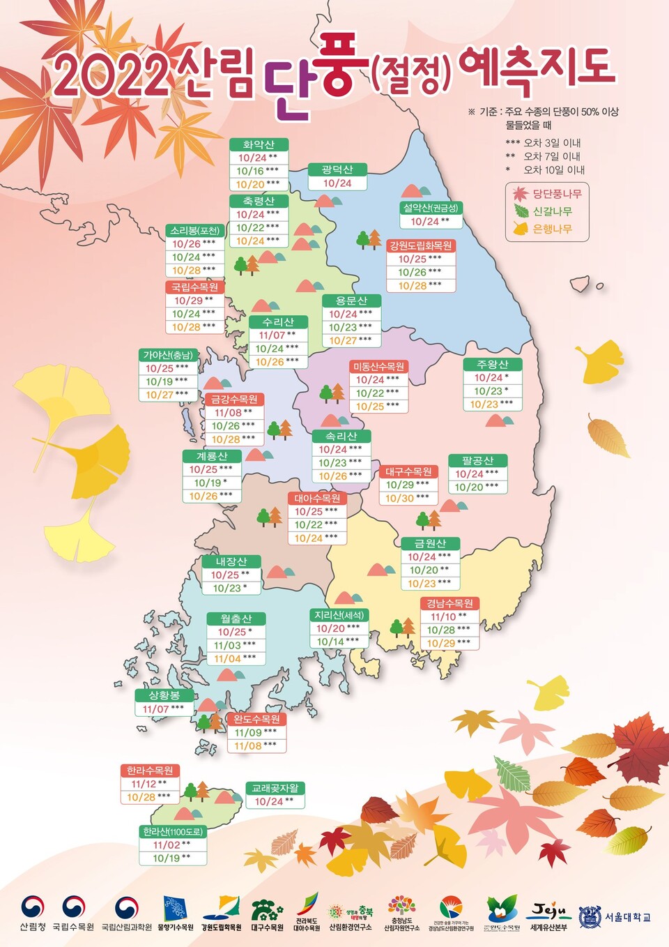 2022년 가을 단풍예측지도 / 사진=산림청