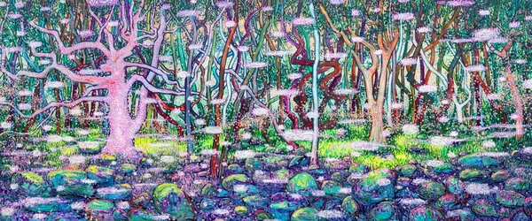구름의 씨앗 0826 oil on canvas 545.4x227.3cm(each 181.8x227.3cmx3) 2024