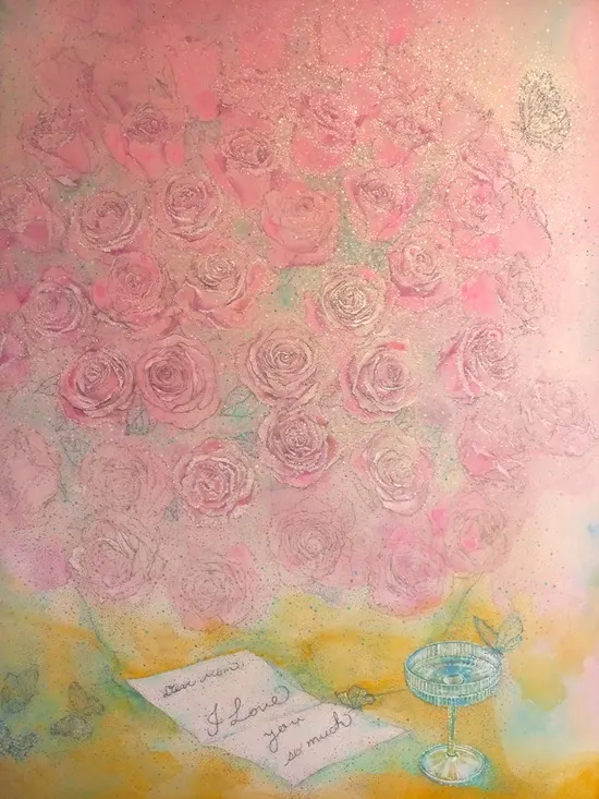 Dear Mom, I love you so much 91 x 117 cm Acrylic on canvas 2025