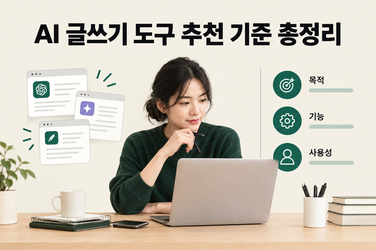 업무 글쓰기 과정을 초안·교정·번역·요약 단계로 나눠 AI 도구를 고르는 기준을 다룬 콘텐츠