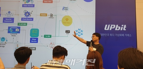 오재훈 루니버스 cto가 루니버스의 새로운 기능에 대해 발표하고 있다. (사진_최지연 기자)