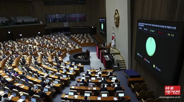 지난달 30일 서울 여의도 국회에서 열린 제437회국회 3차 본회의에서 제9회전국동시지방선거 투표용지 부족사태 등 국민 참정권 침해 의혹 진상규명을 위한 특별검사 임용 등에 대한 법률안이 통과되고 있다.(사진_뉴시스)