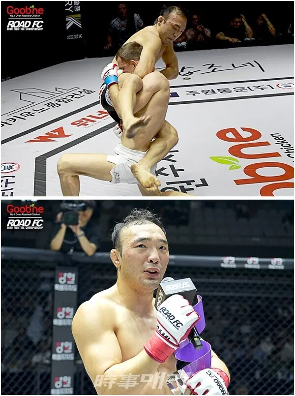 ‘아시아 최강’ 김수철(32, 로드FC 원주)은 알렉세이 인덴코(34, MFP)를 1라운드 55초 만에 꺾었다. 러시아 1위를 제압한 김수철은 로드FC 글로벌 토너먼트 밴텀급 4강전에 진출했다. 김수철은 상대가 10cm나 큰데도 불구하고, 주짓수 블랙벨트답게 길로틴 초크로 경기를 순식간에 끝냈다.