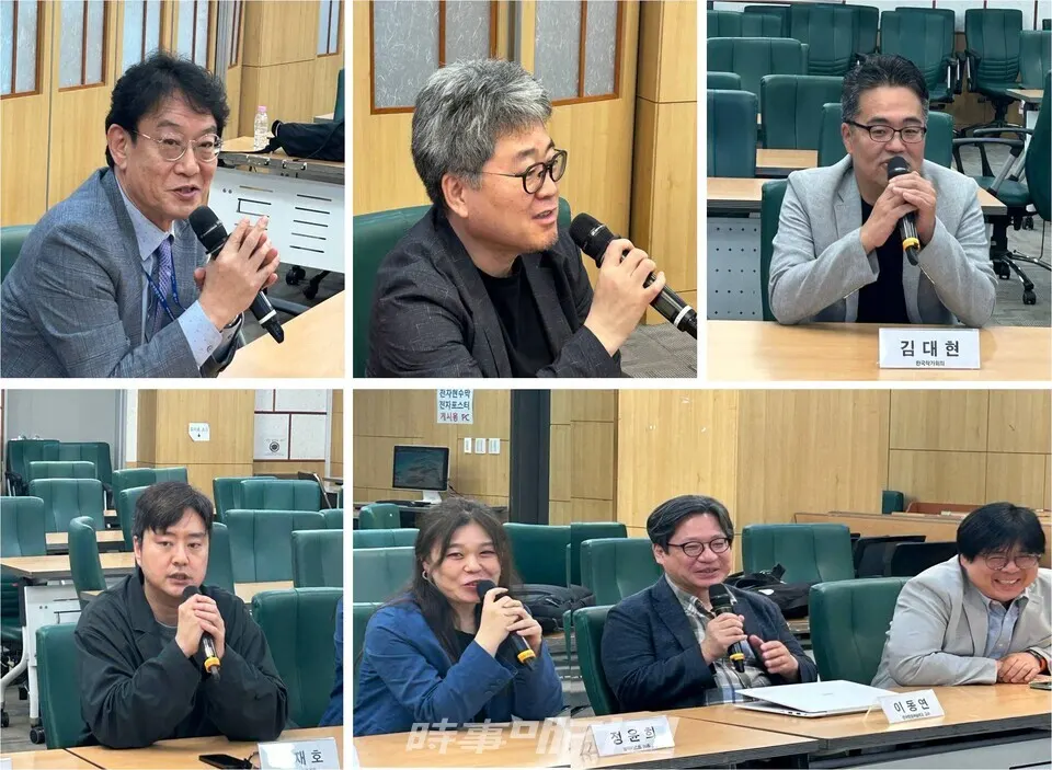 이우종(K-문화강국위원회 수석부위원장), 원승환(K-문화강국위원회 부위원장), 김대현(한국작가회의), 백재호(한국독립영화협회), 정윤희(블랙리스트 이후), 이동연(문화연대), 하장호(문화연대)(왼쪽부터) / 사진_ K-문화강국위원회 제공
