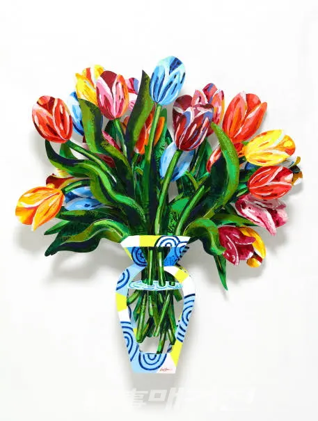 David Gerstein, Dutch Bouquet, Hand Painted Cutout Aluminium, 89 x 100 cm, 2018, Ed. of 95