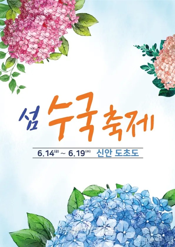 사계절 꽃피는 1004의 섬 신안군(군수 박우량)은 오는 14일부터 19일까지 6일간 도초도 지남리에 위치한 수국공원에서 ‘섬수국축제’를 개최한다.(사진_신안군청)