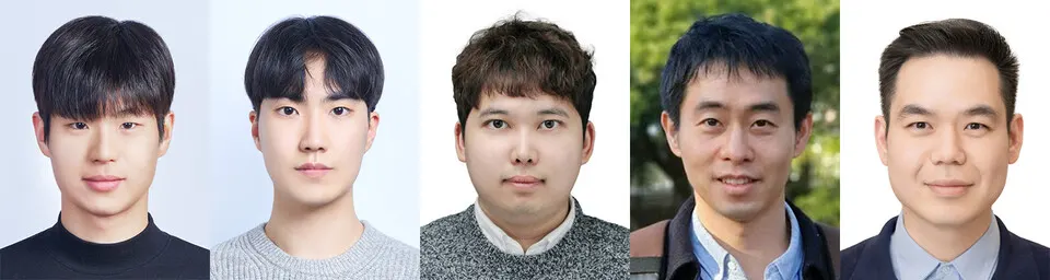 (왼쪽부터 우규원·이창민 학생, 김용희 연구교수, 이은광 교수, 유호천 교수).(사진_국립부경대)
