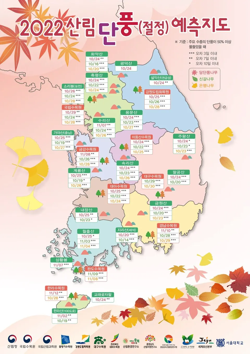 2022년 가을 단풍예측지도 / 사진=산림청