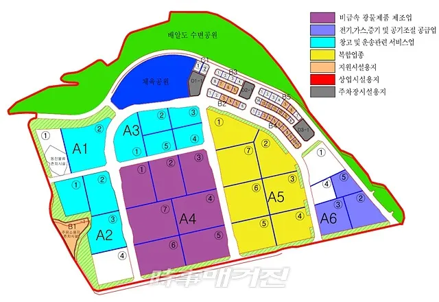 광양시는 태인동 명당마을 일원에 광양국가산업단지 명당3지구를 조성하고 있으며, 산업·지원시설용지 등 총 74필지를 선분양 진행하고 있다.사진은 광양국가산업단지 명당3지구 분양도이다/(사진_광양시청)