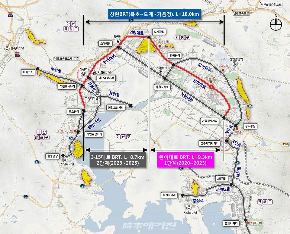 S-BRT 내년 하반기 착공(창원 BRT 노선도).(사진_창원시청)