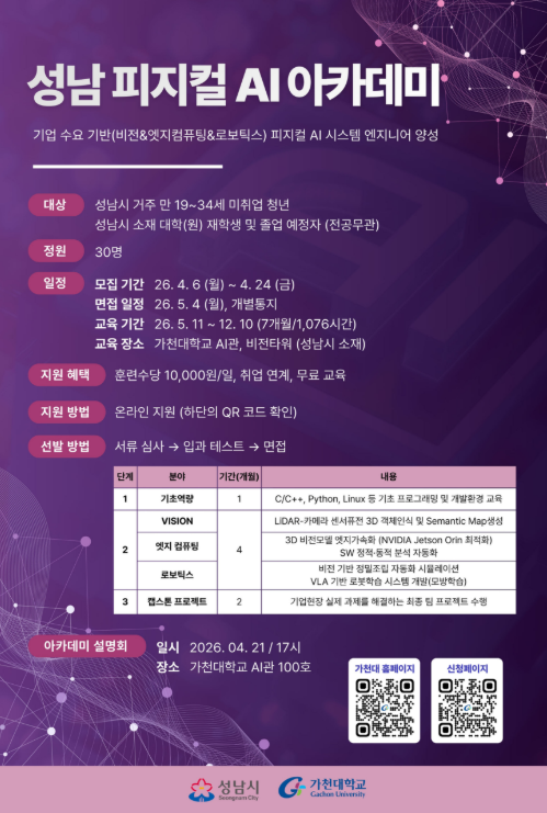 성남 피지컬 AI 아카데미 모집 포스터