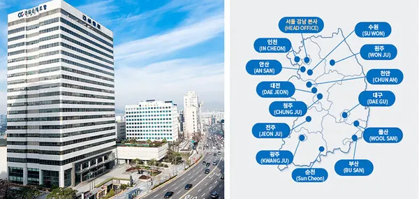 팜투어 서울 본사가 위치한 건설회관과 전국 14개 지사 위치 (사진_팜투어)