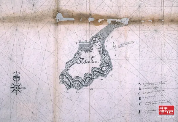 1623년 제작된 룬섬 지도. 1790년경 ‘Pulau Run’이라는 이름으로 표기되어 있다. (출처_구글 역사 지도 아카이브)