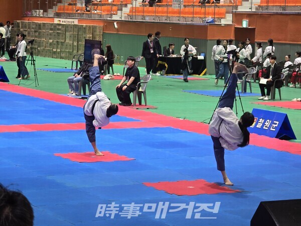 제22회 한국체육대학교 총장배 전국태권도대회 품새 경기 장면 (사진_박기만 기자)