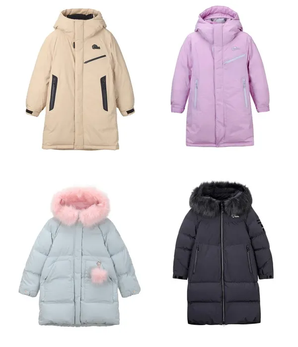 네파 키즈 헤비다운 그린란드(위), 에이스, 레그노 (아래 왼쪽부터)