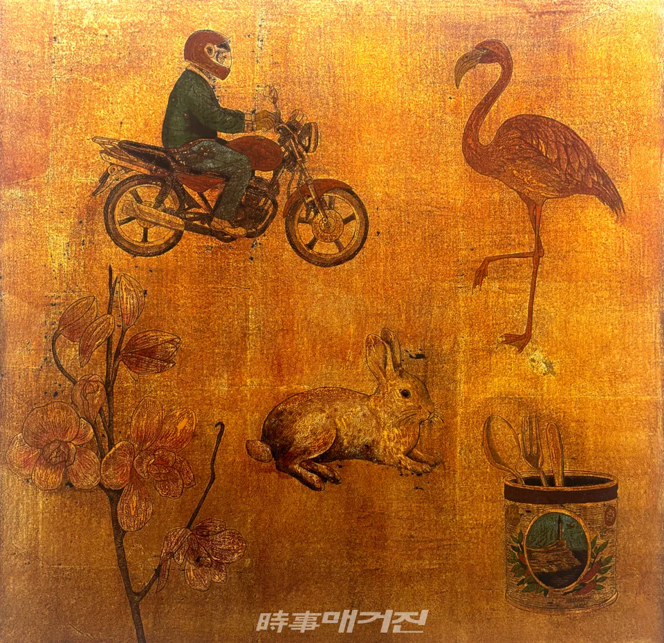 홍성용, Nairobi in Kenya, 50x50cm, 캔버스위에 옻칠, 2025