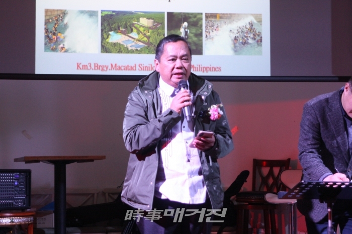 ▲ 필리핀 마비니시 시장 '노엘 배시트 루이스트로'가 환영 행사에 대한 감사의 메시지를 전하고 있다. [사진_시사매거진 박희윤 기자]