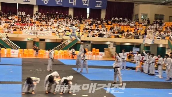 경민대학교 시범단의 멋진 시범모습[사진_박종문 기자]