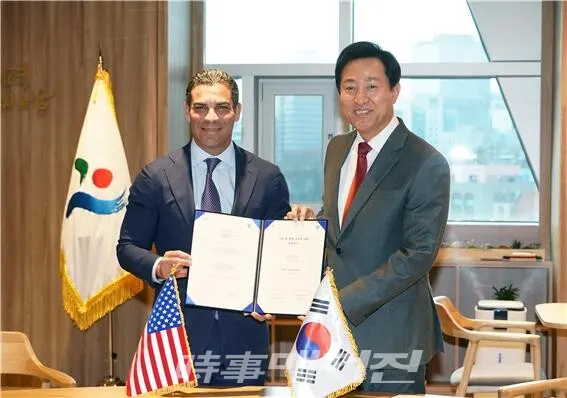 (좌) 프란시스 수아레즈(Francis Suarez) 마이애미 시장, (우) 오세훈 서울시장(사진_서울시)