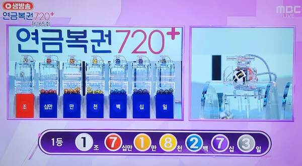 연금복권720당첨번호확인, 로또당첨번호조회 (mbc방송화면)