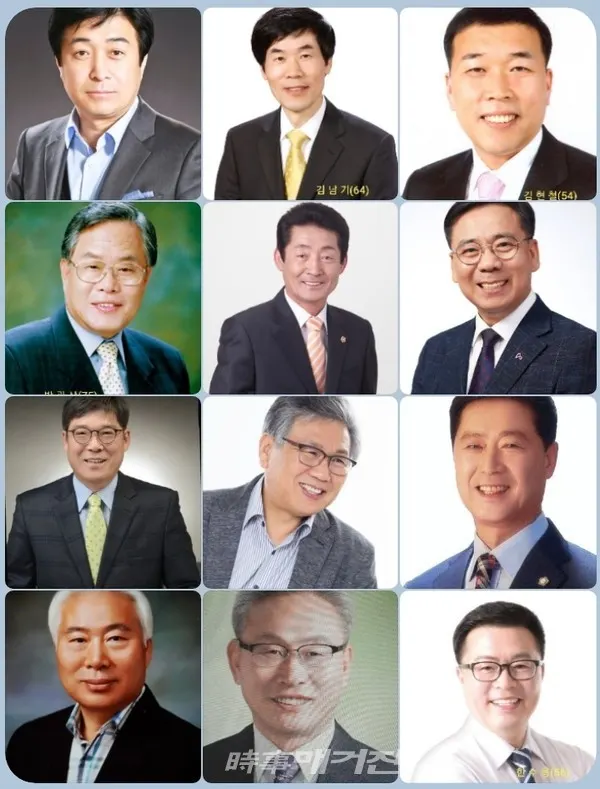 차기군수 후보군으로 하마평에 오른 인물들 1st왼쪽부터 고준식,김남기,김현철/ 2st박관삼,박명석,이기선/ 3st이우규,이충국,이한기/ 4st정태검,정옥옥,한수용(사진_시사매거진)