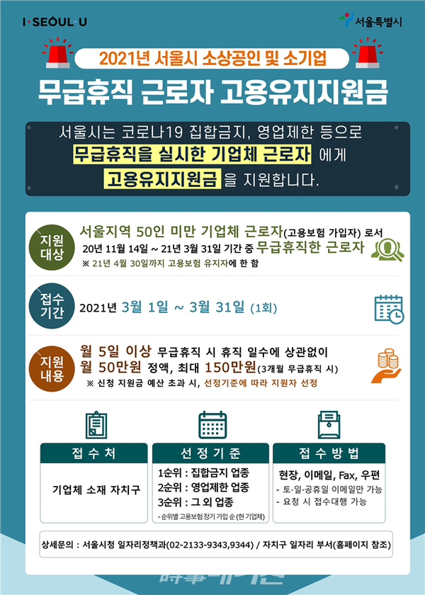 '고용유지지원금' 안내 포스터 (자료제공_서울시)