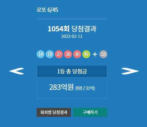 로또당첨번호조회, 로또1등당첨지역 (사진=동행복권)