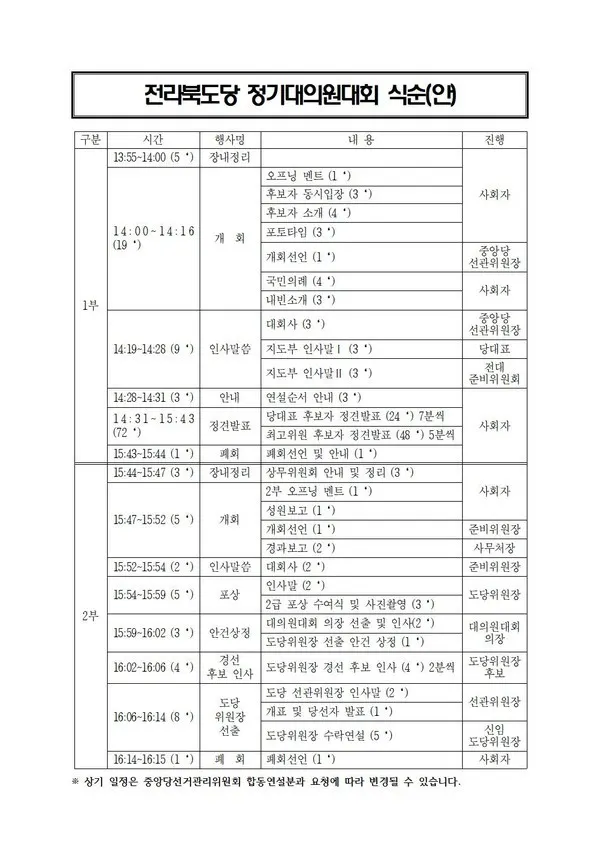 민주당상무윈회의 식순(사진_민주당)