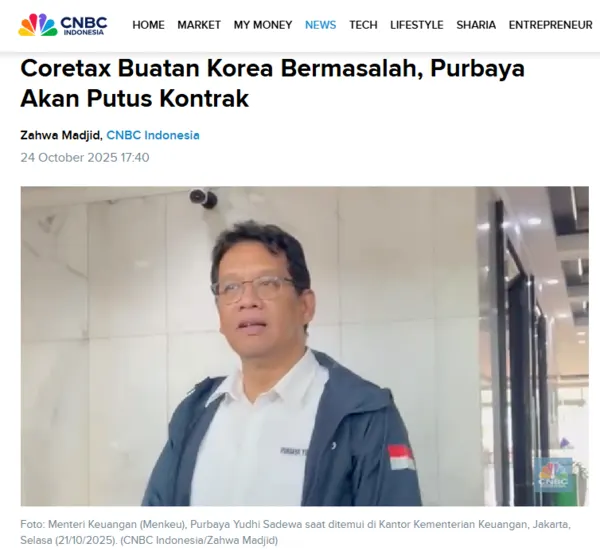 푸르바야 유디 사데와 재무장관 (CNBC 인도네시아뉴스 캡쳐)