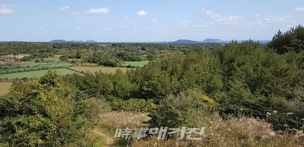 저 멀리 성산 일출봉이 보이고