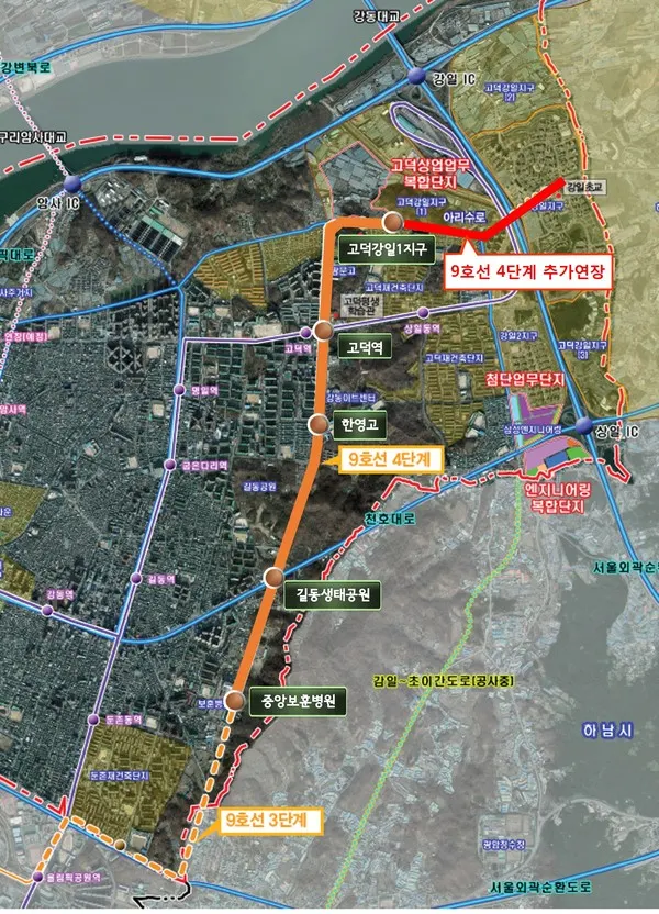 9호선 연장 노선도
