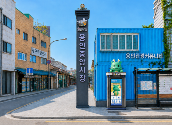 용인특례시가 '용인중앙시장' 주요 거점에 마련한 디지털 광고판 모습 (사진_용인특례시)
