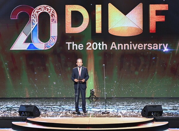 추경호 대구시장이 지난 6일 열린 제20회 대구국제뮤지컬페스티벌(DIMF) 어워즈에 참석해 인사말을 하고 있다.(사진_대구시)