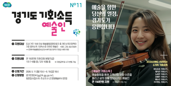 「2026년 경기도 예술인 기회소득」 사업 신청 안내 포스터