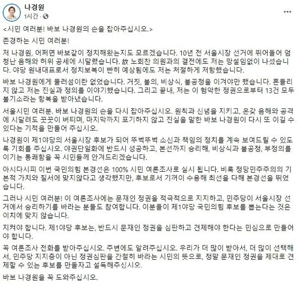 (사진 = 국민의 힘 나경원 서울시장예비후보 페이스북 캡처)