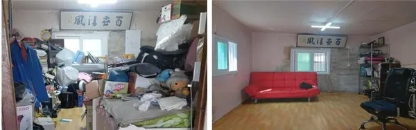 '정리해드림 주거재생 지원사업' 홈스테이징 서비스 전후 모습. (사진_부산시)