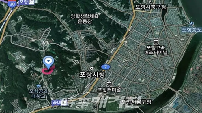 경북과학고등학교 이전 예정지 위성으로 본 위치도 2018.08.27. (사진=경북교육청 제공)
